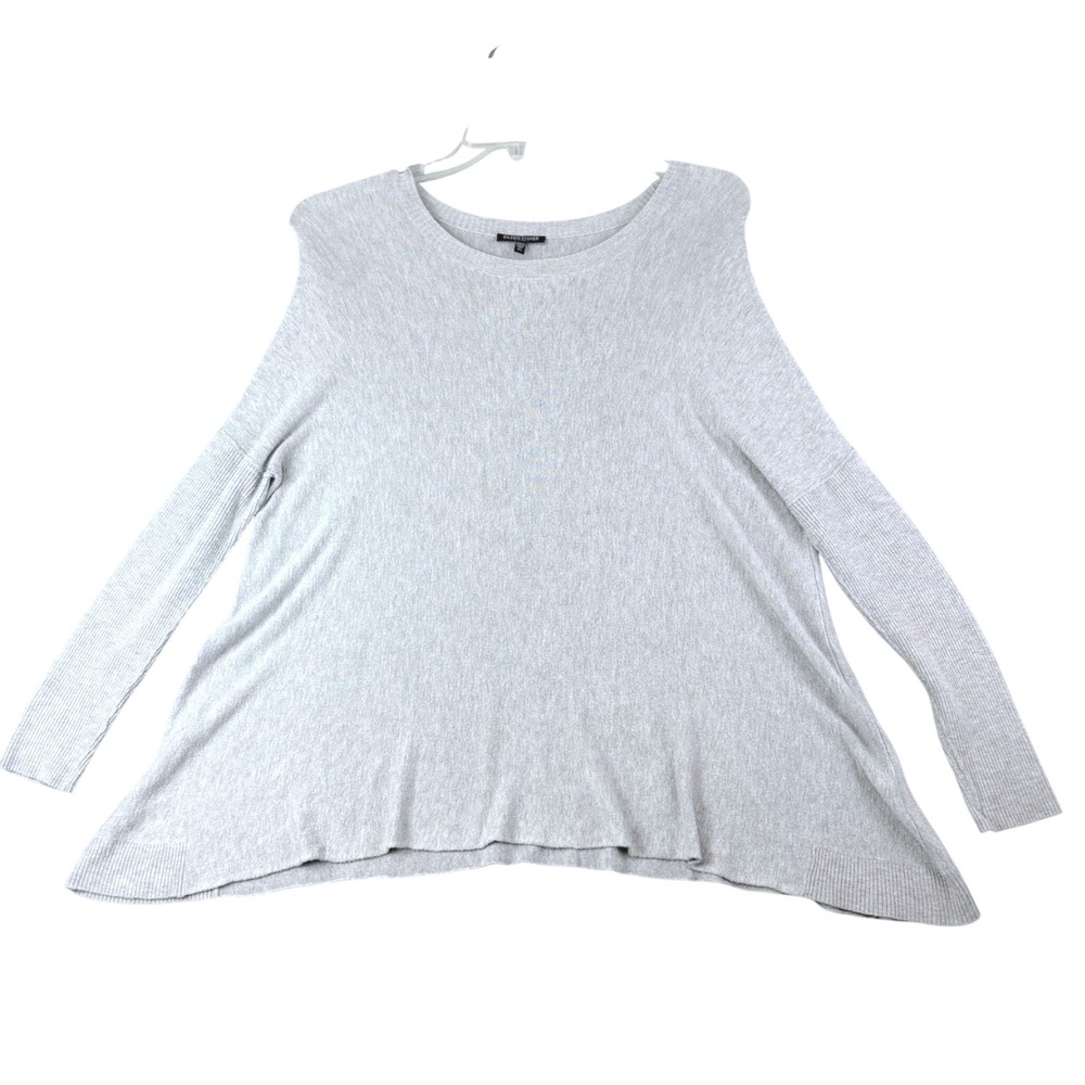 Eileen Fisher PS Gray Viscose Blend Tunic Sweater Ribbed Knit A-Line Minimalist
